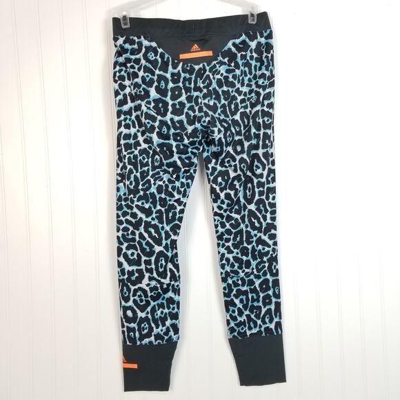 Adidas Stella McCartney Leopard Print Running Legging Blue Black Small - Picture 2 of 11